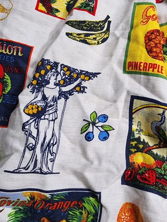 Jane + Delancey Medium Travel Print Shirt Dress Fruit & Postcard Short Sleeve - Picture 3 of 10